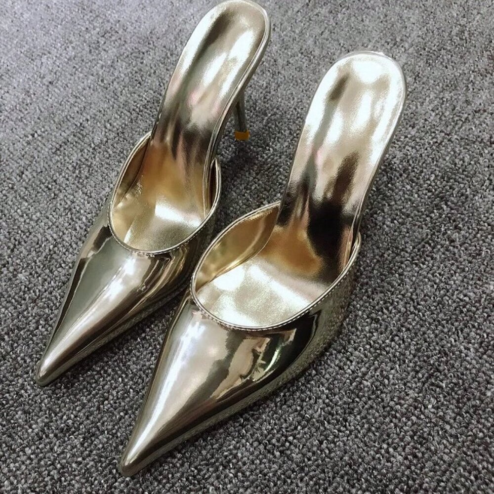 Gold Sexy Women's Pointed Toe Stiletto High Heels